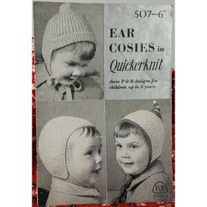 1940s Knitting Pattern Ear Hats Cosies Toddler Baby VTG P&B #507 UK